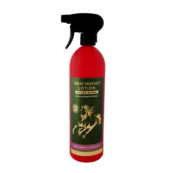 TREAT PERFECT® LOTION CH-DIN SHINE – Spray Lustrant et Révélateur de Brillance pour Chevaux